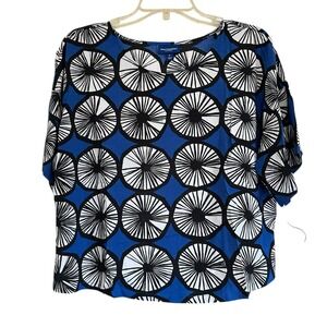 Marimekko for Target Blue Black Geometric Print Appelsini Top Women's Sz NWOT